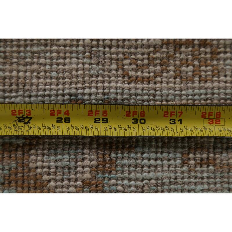 Hand Knotted Oriental 100% Wool Carpet Transitional Geometric Beige & Ivories Oushak Area Rug - 3' 11'' X 3' 0''