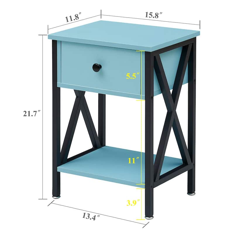 VECELO Mid Century Modern Nightstand with Storage Shelves, Set of 2 Nightstands, End Table/Side Table