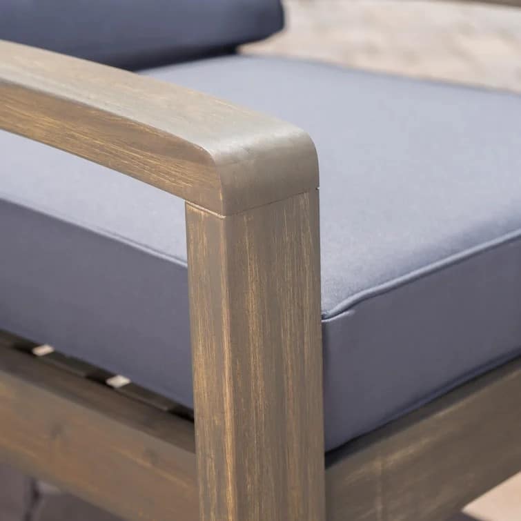 Roomfitters Grenada Solid Acacia Wood Outdoor Club Chair with Cushions