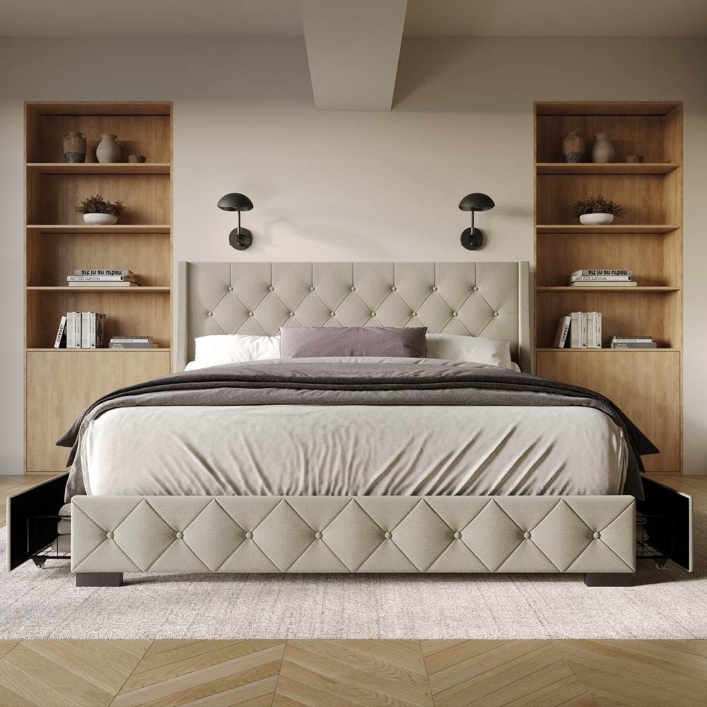 Olympia Tufted Upholstered Storage Platform Bed