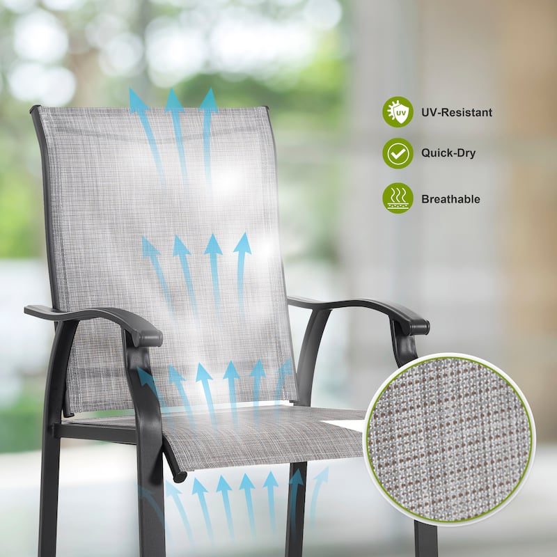 Nuu Garden Patio 2-Piece Textilene Bar Stools with High Backrest, Gray