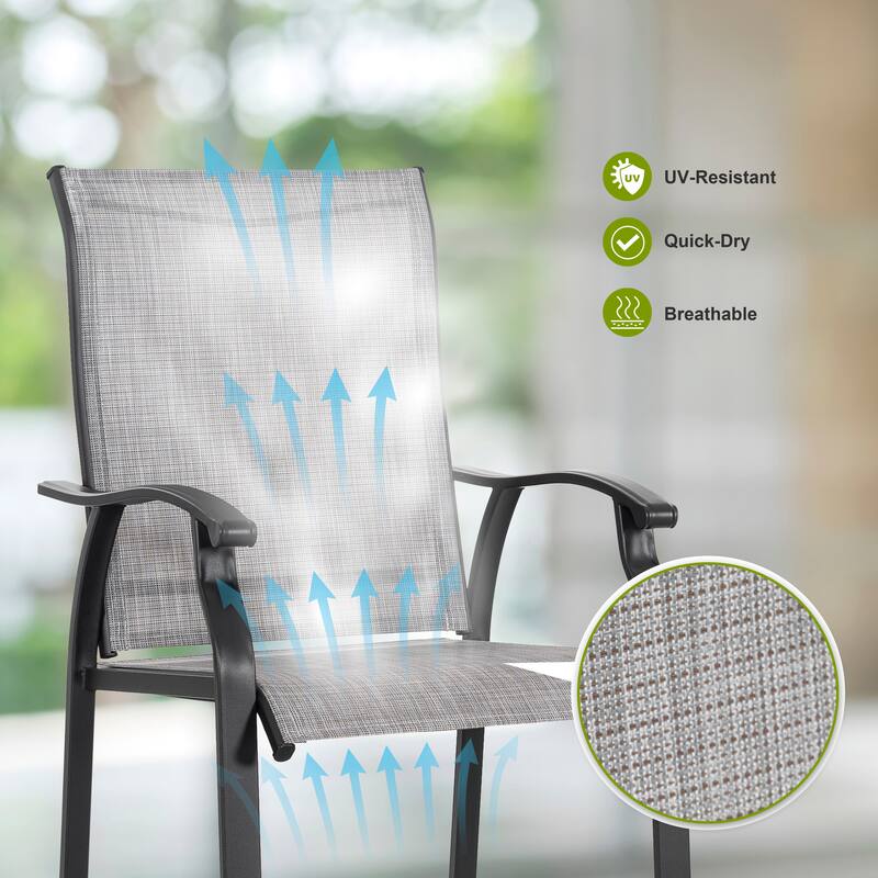 Outdoor 2-Piece Textilene Bar Stools with High Backrest, Gray