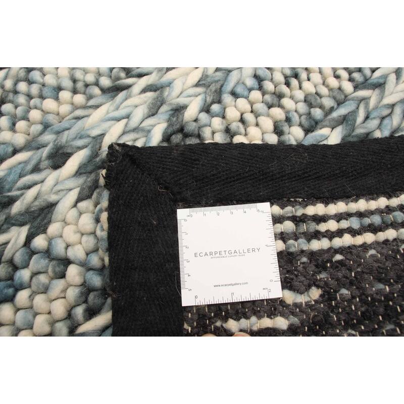 ECARPETGALLERY Braid weave Sienna Teal Wool Rug - 4'11 x 6'8