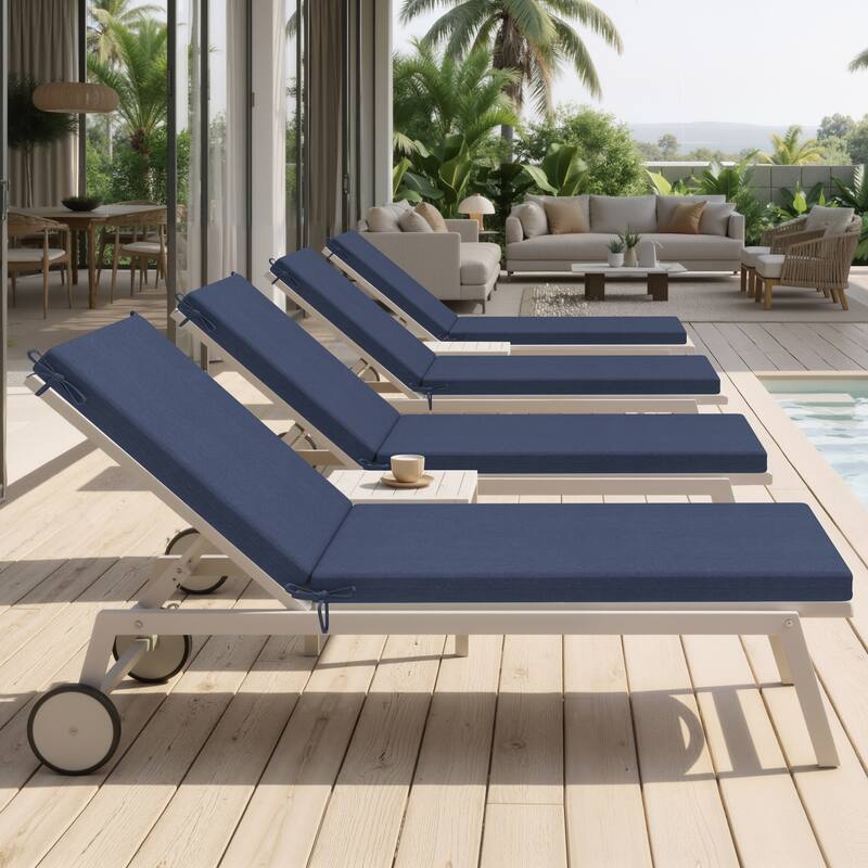 Outdoor Patio Chaise Lounge Chair Cushion - 71.65 inches - 4PC - NEW Navy Blue