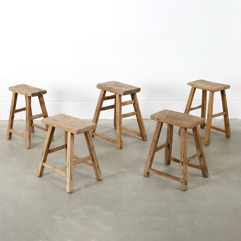 Artissance Rectangular Rustic Vintage Stool, Weathered Natural Wood Finish (Size & Finish Vary) - Approx size 12-20 in wide