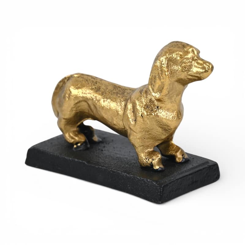 Motley 5" Cast Iron Dachshund Dog Figurine - Gold - N/A