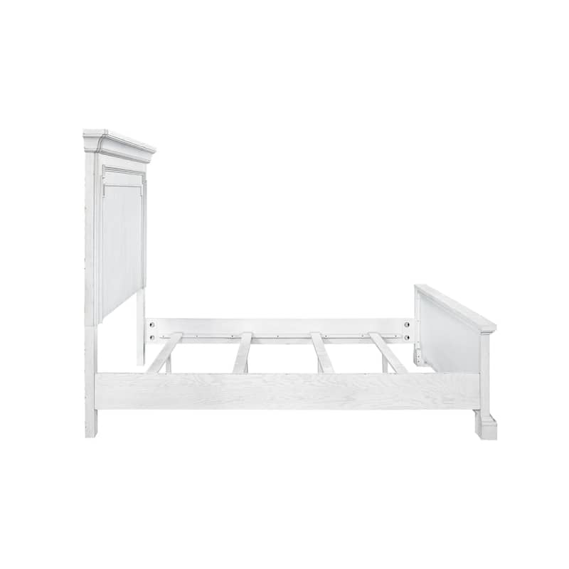 Clara Wood Panel Bed, White Mist