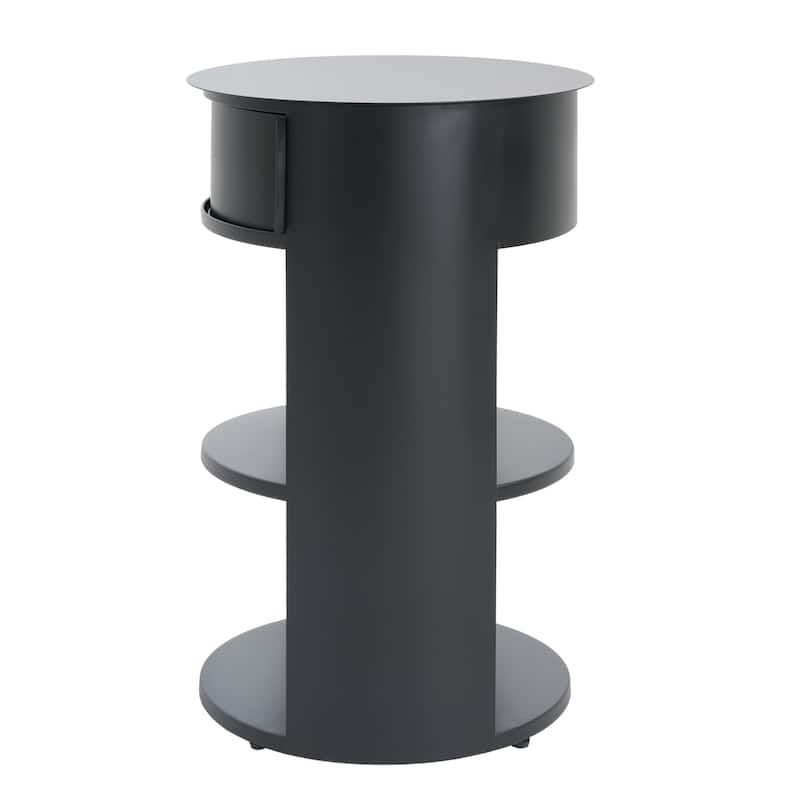 Christopher Knight Home - Isolde Iron 3 Tier Cylindrical Side Table with Sliding Door Cabinet