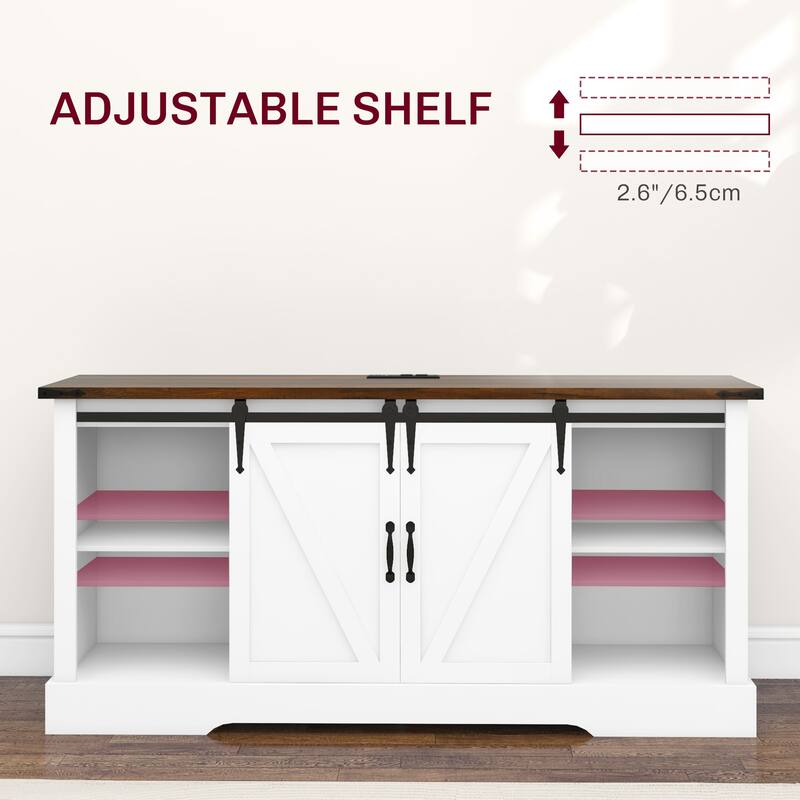 Sideboard Buffet Cabinet Storage Cabinet with Charging Station, Coffee Bar Cabinet with Sliding Doors & Adjustable Shelves