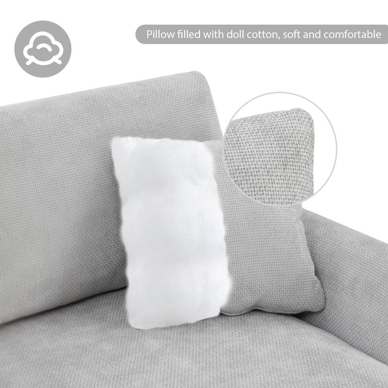 L-shaped Luxury Couch Set with 2 Free pillows,5-seat Chenille