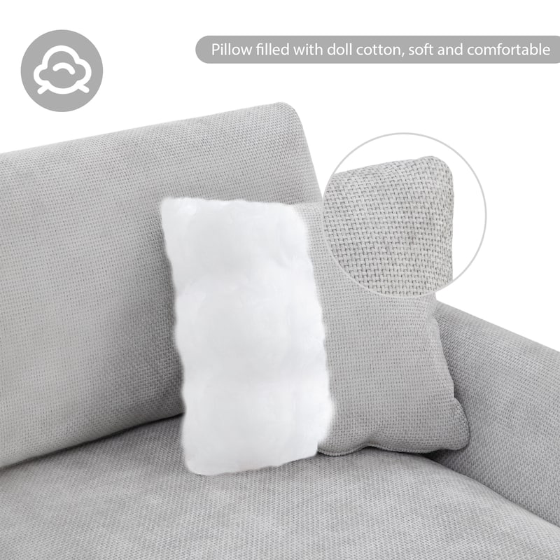 Modern L-shaped Luxury Oversized Sectional Sofa,2 pillows,Chenille,Light Gray