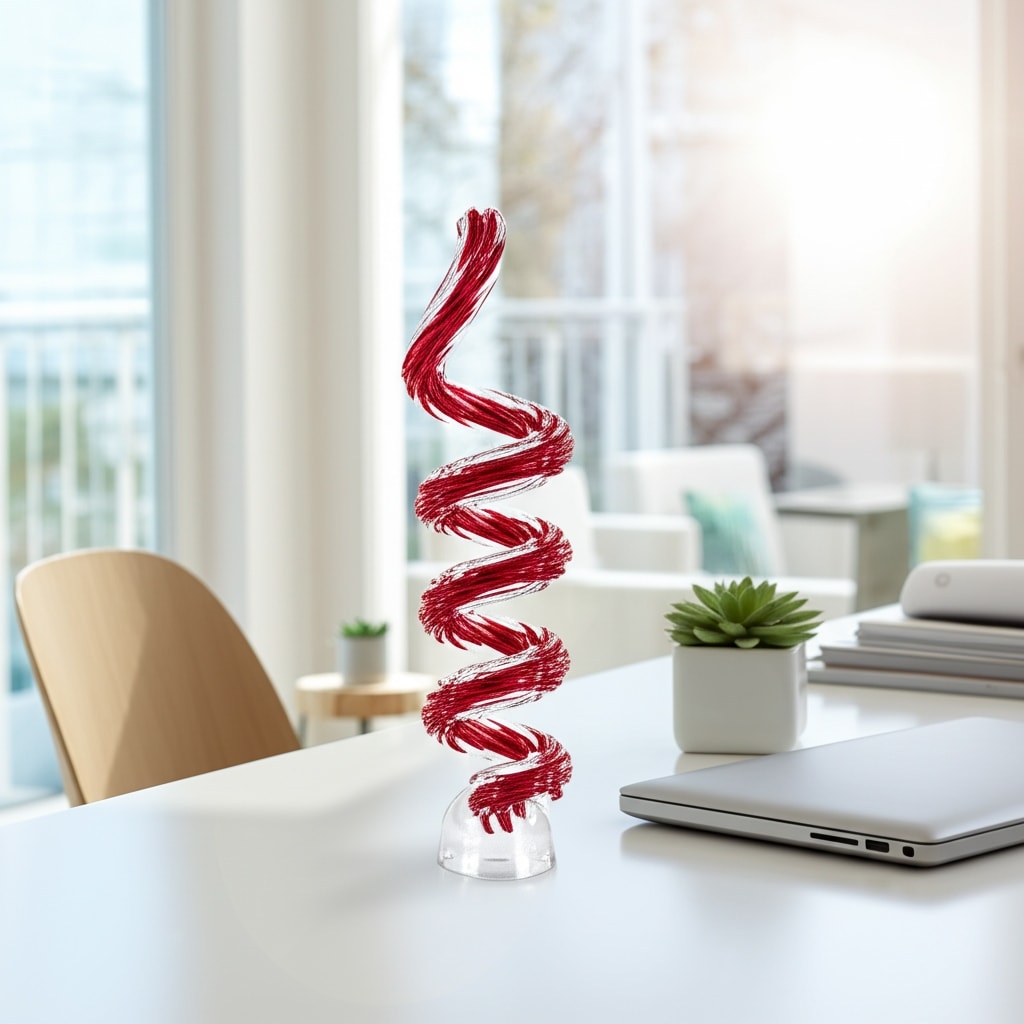 Modern Glass Spiral Sculpture Figurine for Home Decor -19", Black