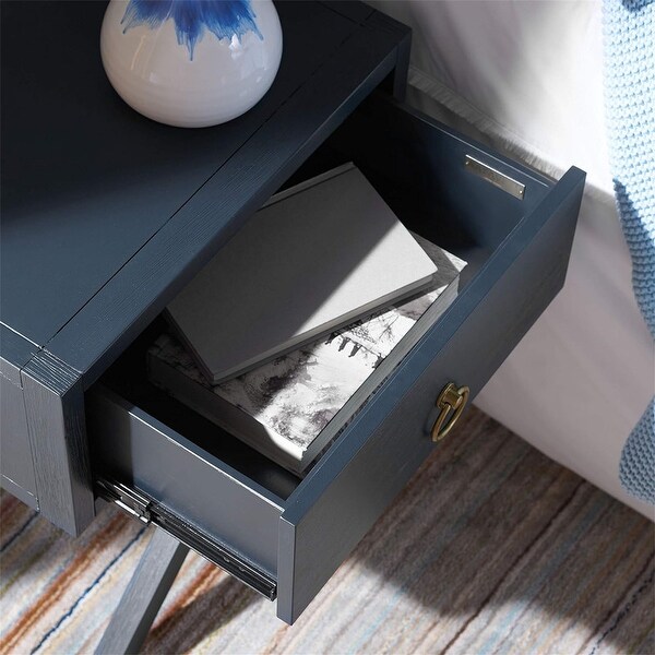 Collection Odilia Navy and Gold 1 Drawer Nightstand - On Sale