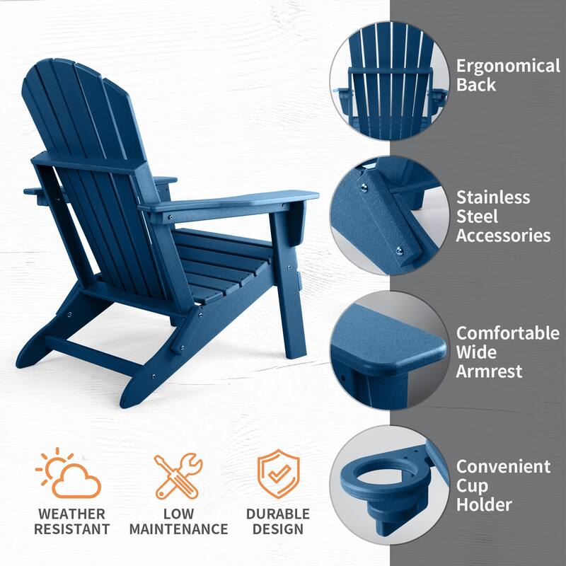 Vrakae Folding Adirondack Chair with Cup Holder Set of 4