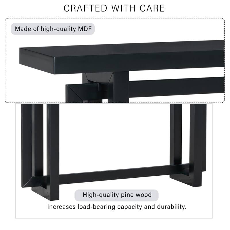 Modern Entryway Console Table with Industrial-inspired Concrete Wood Top, Hallway Foyer Sofa Long Table Entryway Table