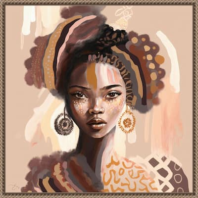 Amara by Bella Eve Framed Canvas Wall Art Print - Sylvie Beaded Gold