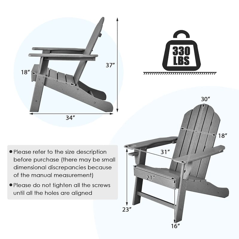 Costway Patio Adirondack Chair Weather Resistant Garden Deck W/Cup
