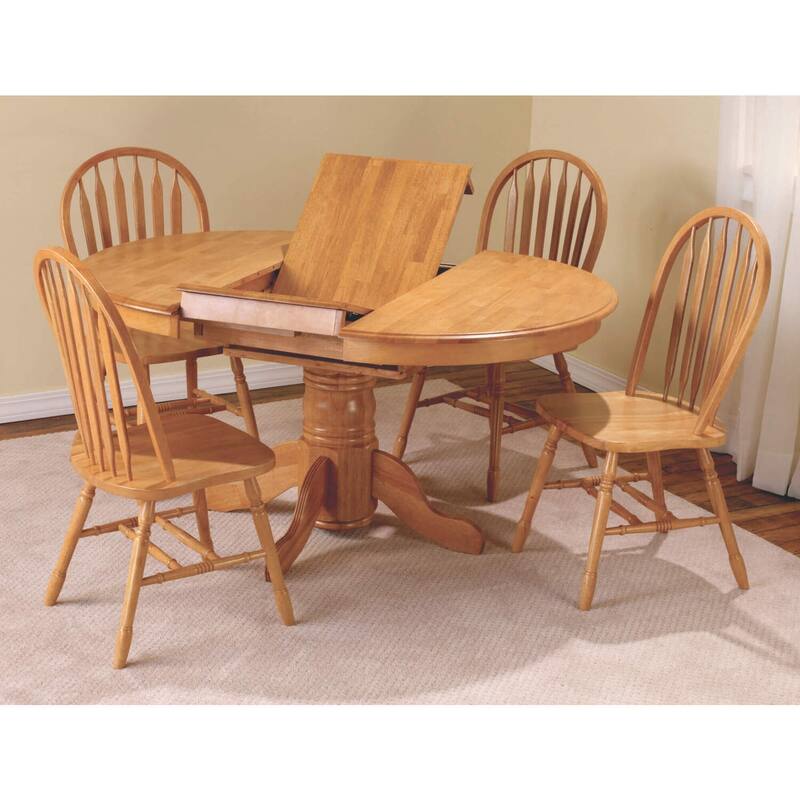 Extendable Oval Dining Set - 66" Pedestal Table & 4 Retro Chairs - Seats 6