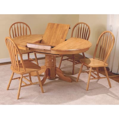 Extendable Oval Dining Set - 66" Pedestal Table & 4 Retro Chairs - Seats 6