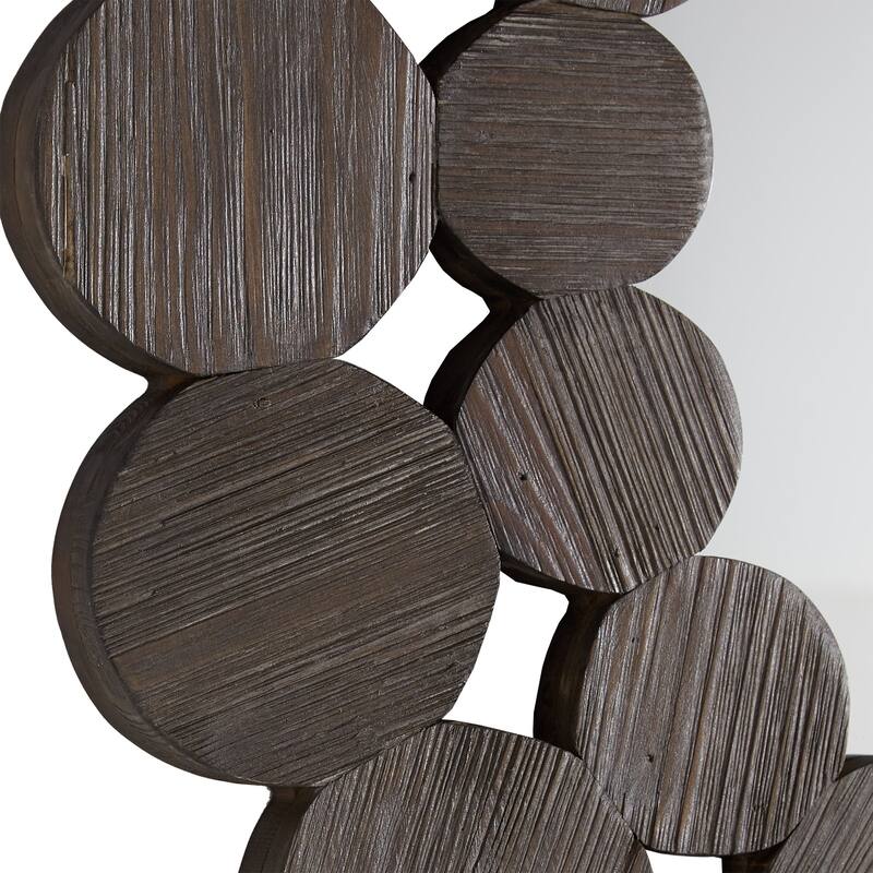 Joshua Dark Brown Reclaimed Wood Round Wall Mirror by iNSPIRE Q Artisan