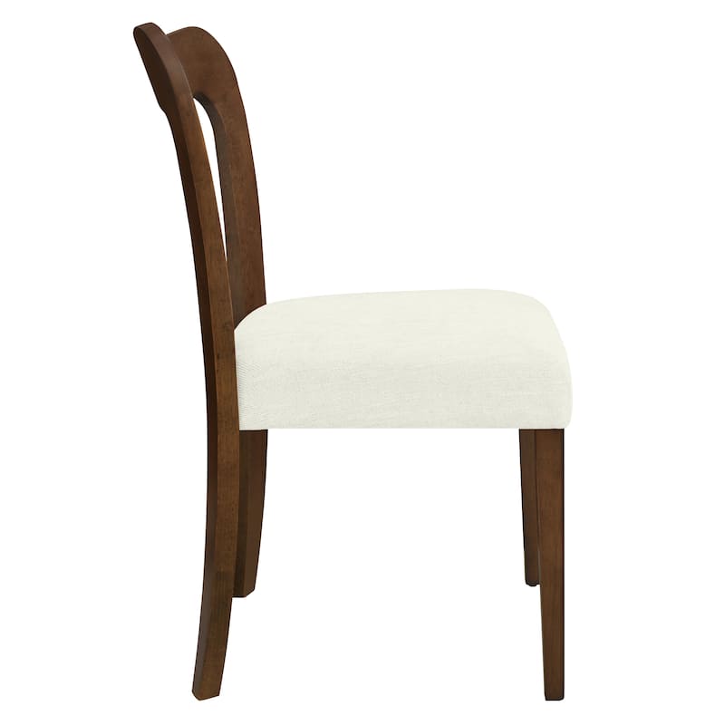 Set of 2 Modern Dining Chairs with Rubberwood Frame and Upholstered Seats - Open Back Armless Design