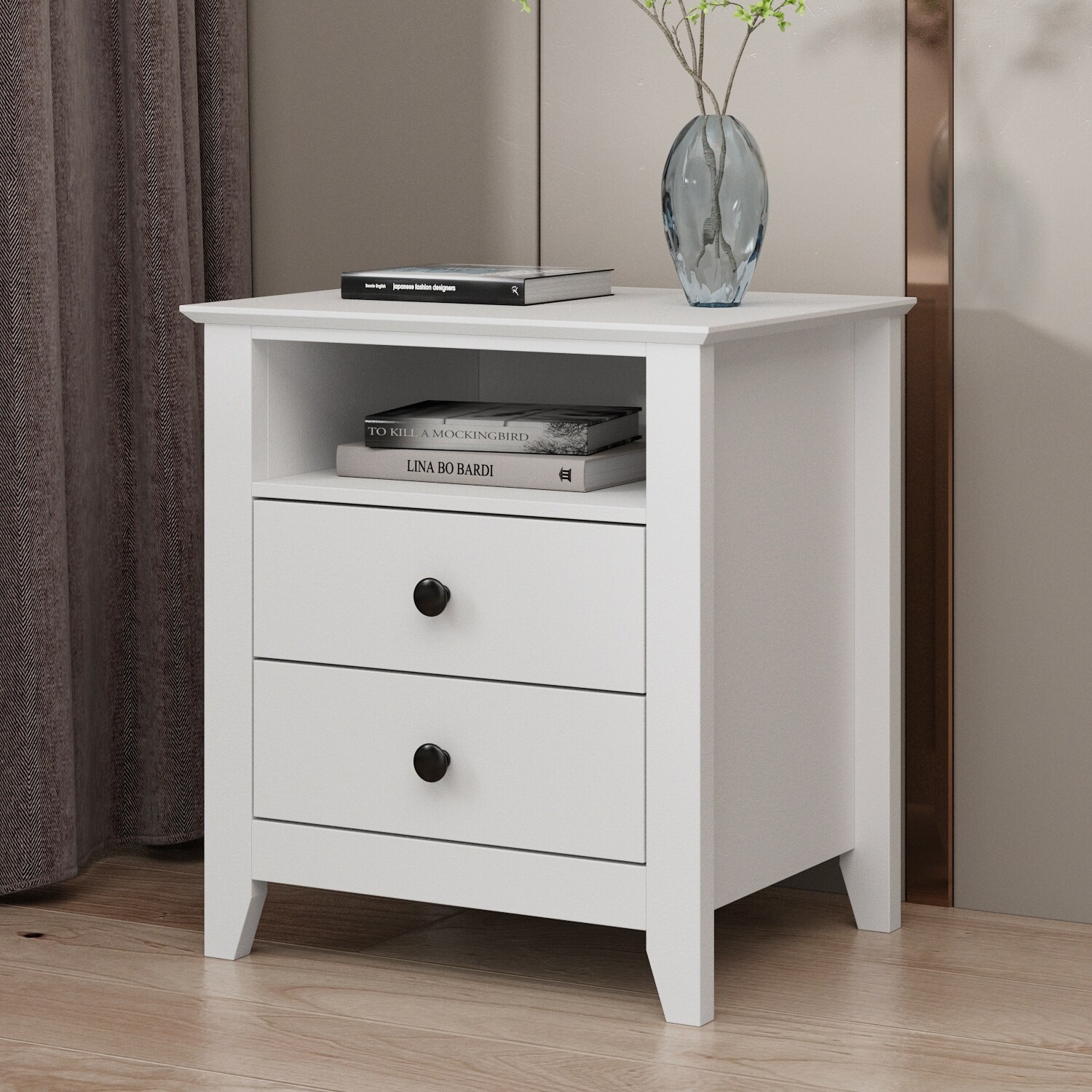 Timechee 21.7 Tall 2 Drawer 1 Shelf Nightstand in White End Table On Sale Bed Bath Beyond 36135884