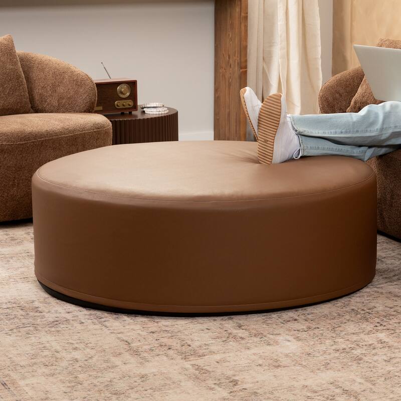 Jaxx Candler Round Couch Ottoman Large Coffee Table & Foot Rest, 44-Inch