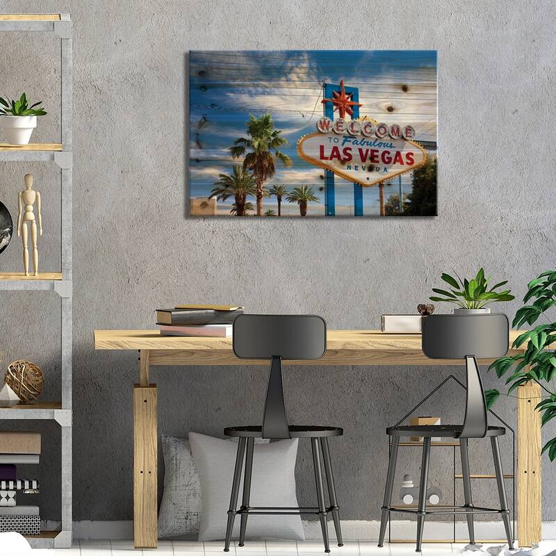 The "Welcome To Fabulous Las Vegas" Sign, Paradise, Clark County, Nevada, USA Print On Wood by Paul Souders - Multi-Color