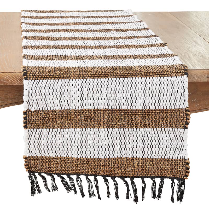 Ethnic-Inspired Striped Chindi Table Runner - 16"x72" - 16"x72"