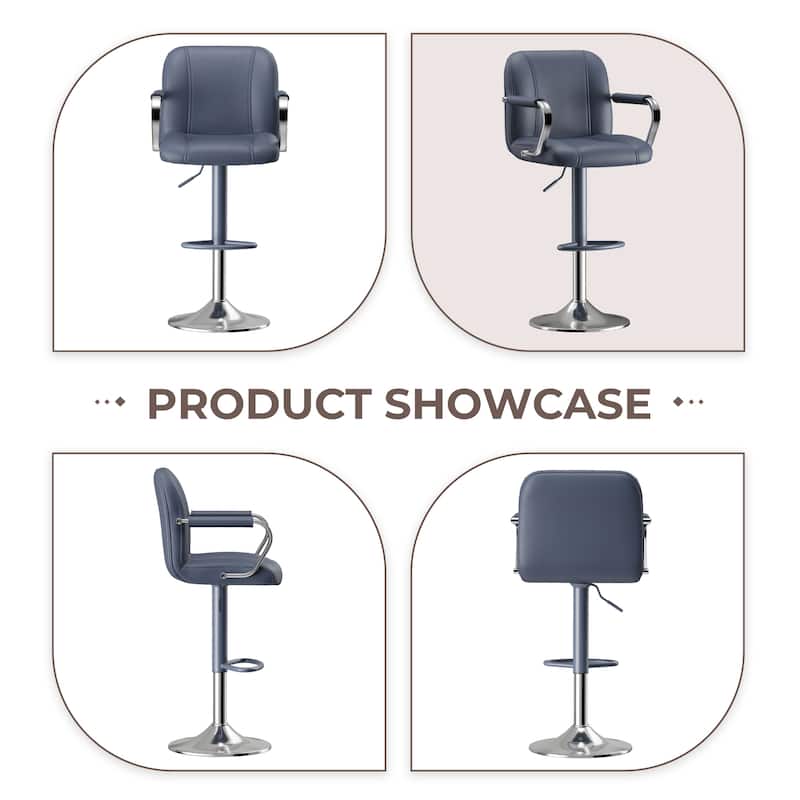 Swivel Bar Stools with Back Support - Adjustable Height Counter Stools for Kitchen Island & Home Bar