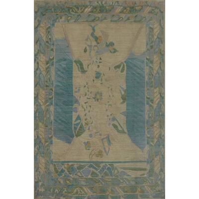 Vegetable Dye Wool Oushak Turkish Area Rug, Geometric Carpet - 11' 10'' X 9' 2''