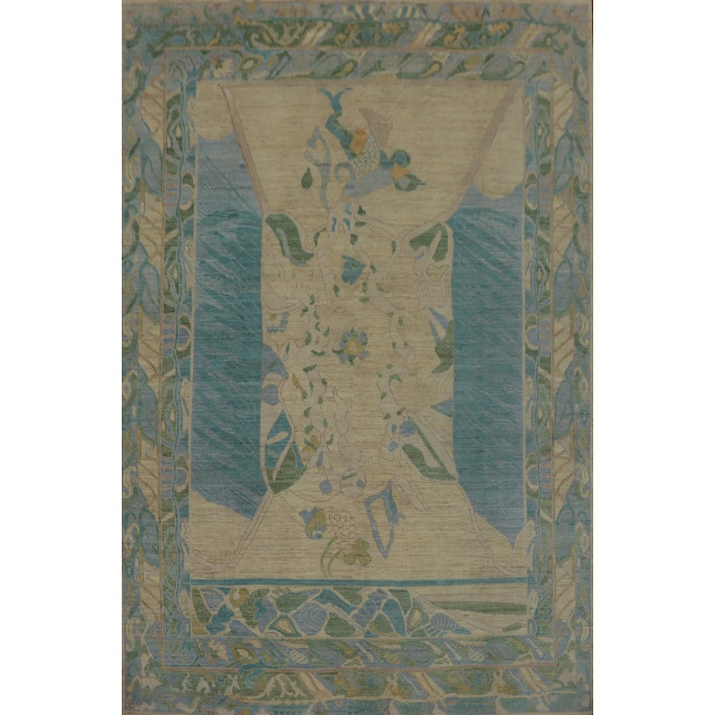 Vegetable Dye Wool Oushak Turkish Area Rug, Geometric Carpet - 11' 10'' X 9' 2''