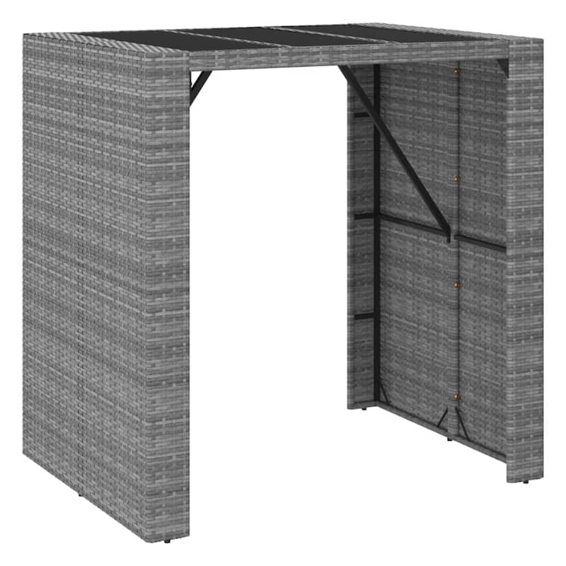 vidaXL 5 Piece Patio Bar Set with Cushions Black Poly Rattan - 15" x 15" x 29.9"