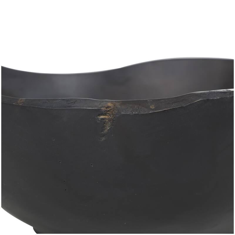 Teak Wood Handmade Decorative Bowl with Natural Grooves - Brown or Black - Roche River Decor