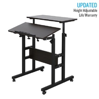 2-Tier Mobile Stand Up Height Adjustable Laptop Desk Home Office - Bed ...