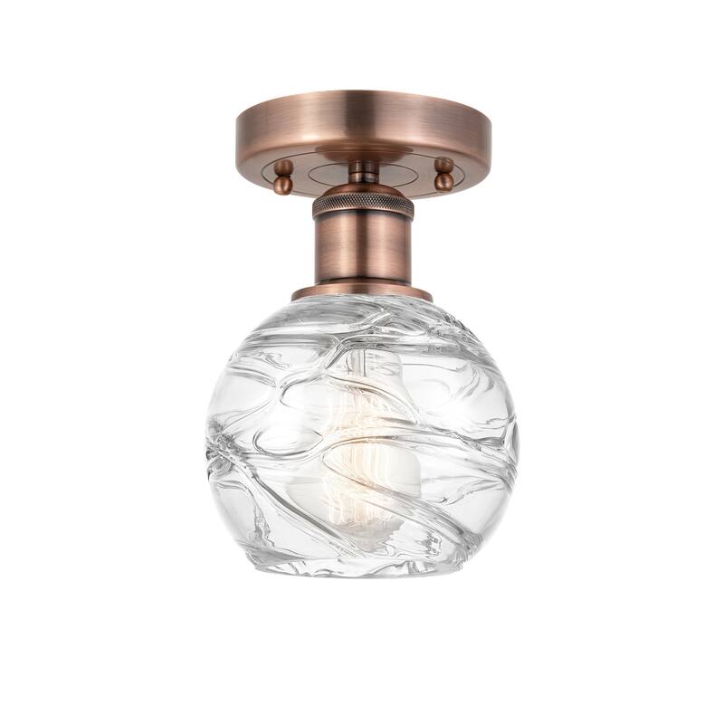 Innovations Lighting Edison Athens Deco Swirl - 1 Light 6" Semi-Flush Mount - Antique Copper/Clear Deco Swirl