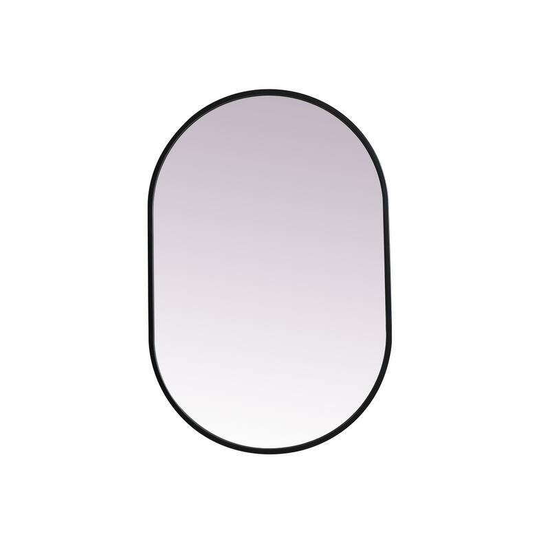 Indigo Home Metal Frame Oval Mirror 20x30 Inch - Black
