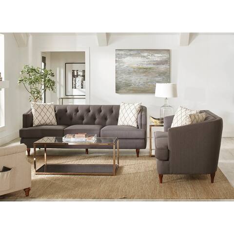 Britta Grey 2-piece Recessed Arm Living Room Set