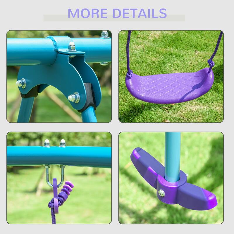 Outsunny Outdoor Swing Set for Backyard with 2-Person Swing and 2 Swings, Playground Equipment Outdoor Playset