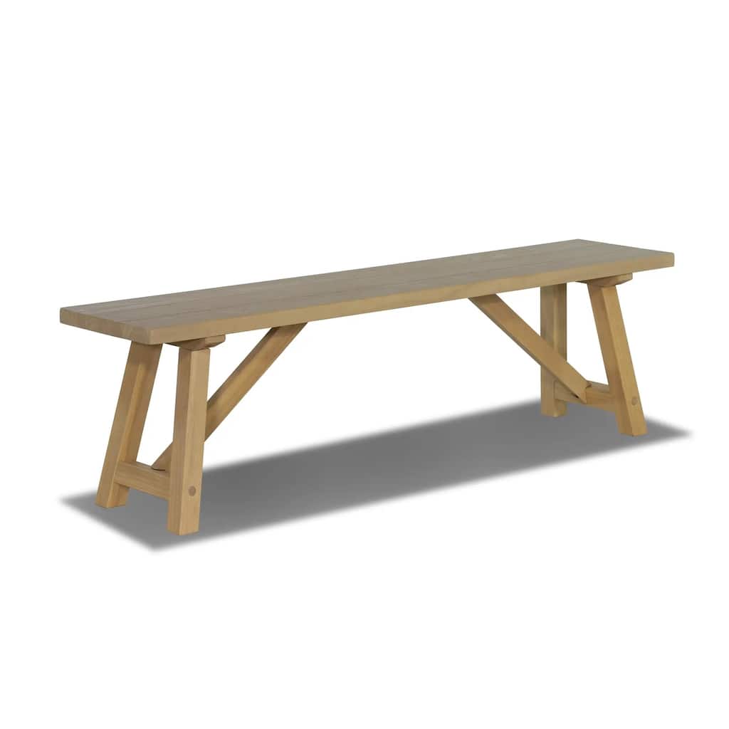 Cascais Solid Wood Bench with Farmhouse Base