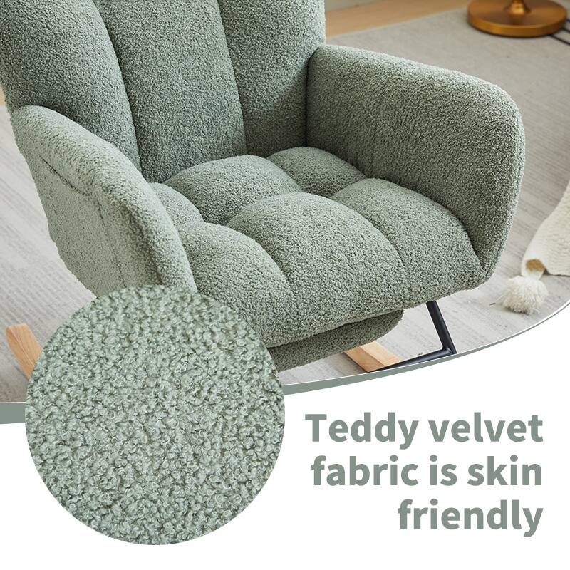 Modern Nursery Rocking Chair, Upholstered Glider Chair with High Backrest