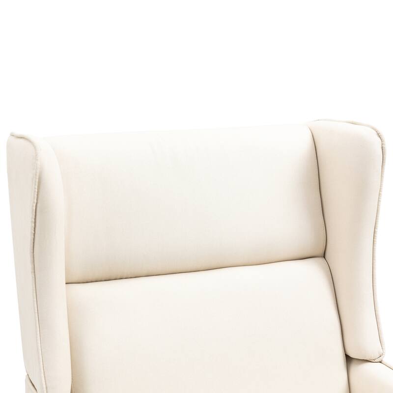 Cotton Linen Accent Chair with Wood Legs