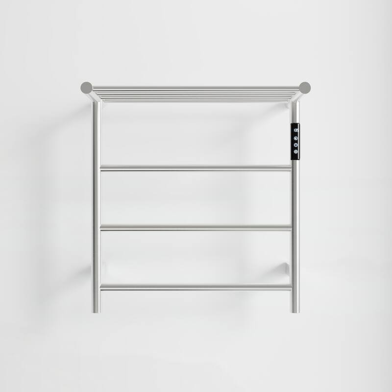 Heated Towel Rack with Top Shelf, Plug-in/Hard-Wired