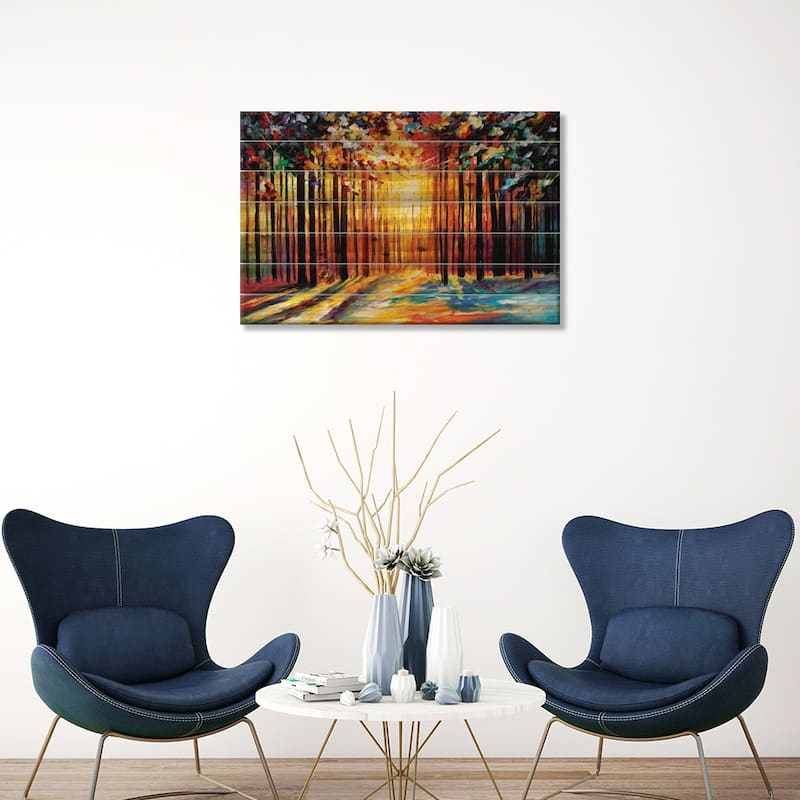 Sun Of January Print On Wood by Leonid Afremov - Multi-Color