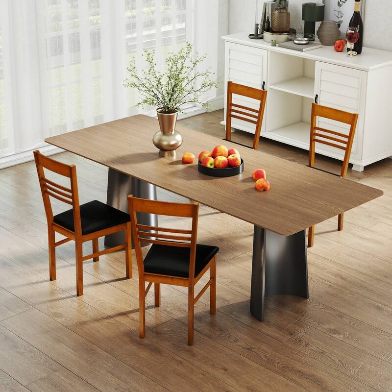 Gymax Wood Dining Chairs Set of 2 w/Rubber Wood Frame Padded Seat &