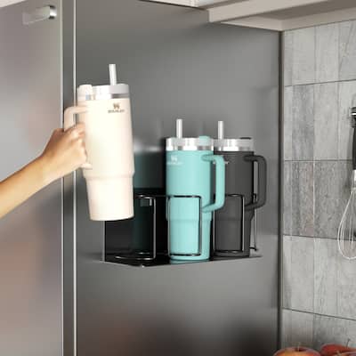 Sorbus Magnetic Stanley Cup Holder for 3 Cups, Bottle Organizer Adjustable Mount - 4.25” L x 13.25” W x 5.5” H