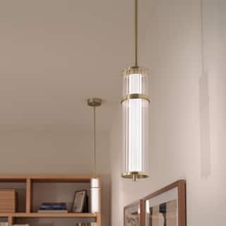 Kichler Lighting Riven 15.5 Inch LED 1 Light Pendant with Clear Fluted Glass in Champagne Bronze