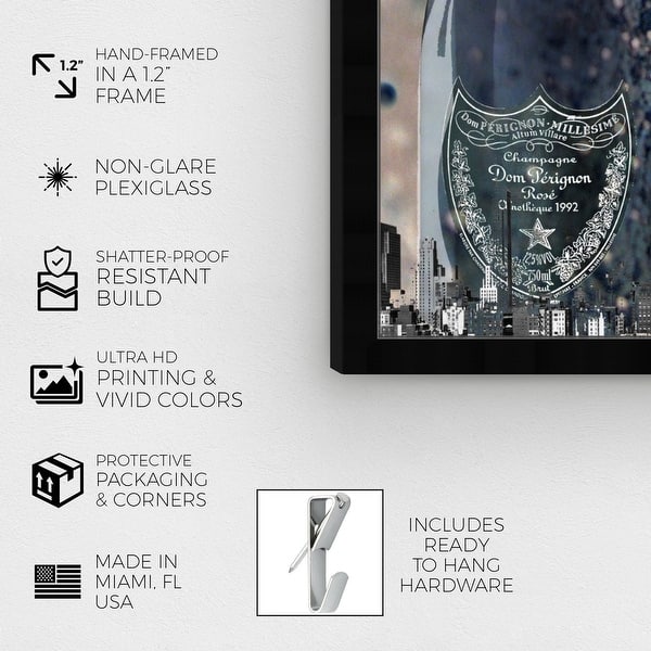 Oliver Gal The City Is Ours Drinks And Spirits Wall Art Framed Print Champagne Gray Blue Overstock