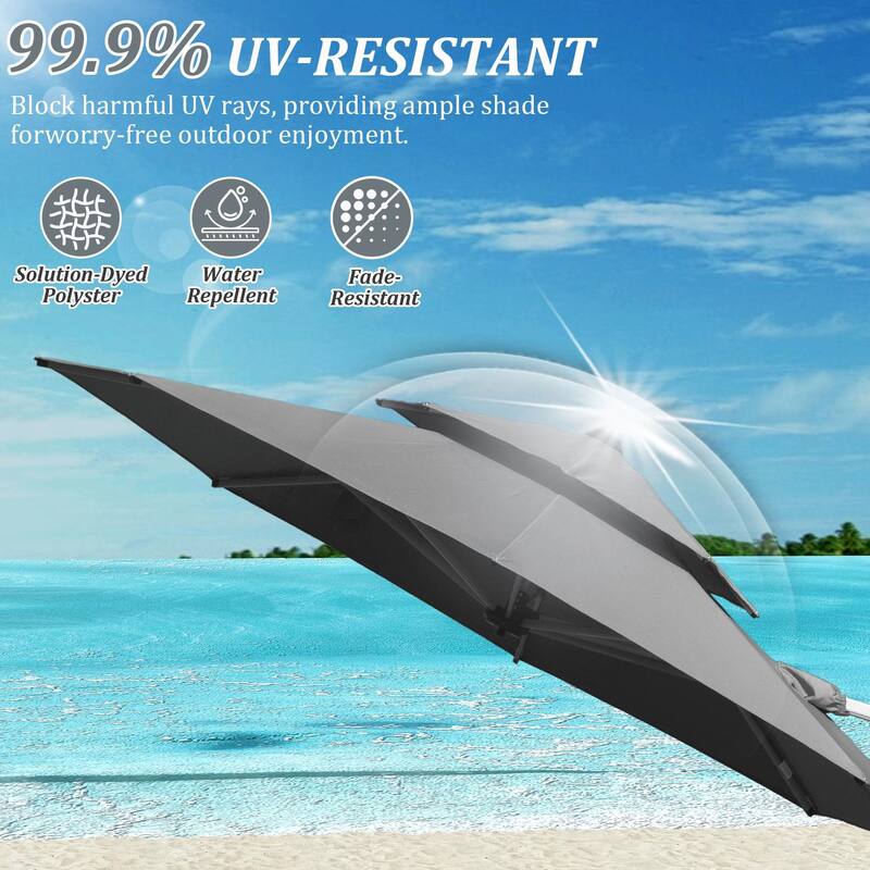 Aluminum Patio Umbrella - 360° Rotation, Hydraulic Lift