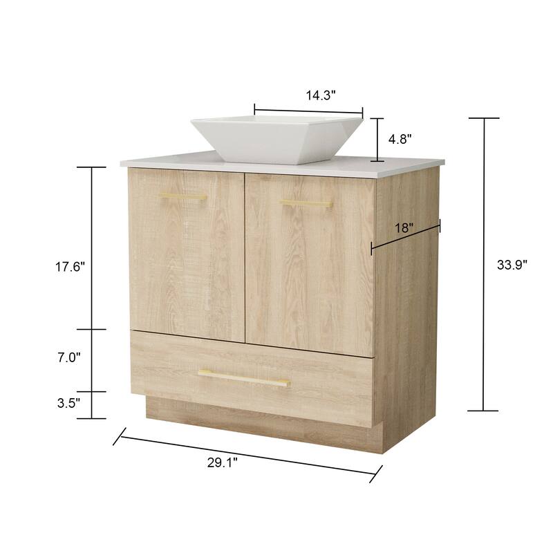29.1" W x 18" D x 33.9" H Single Bathroom Vanity Set